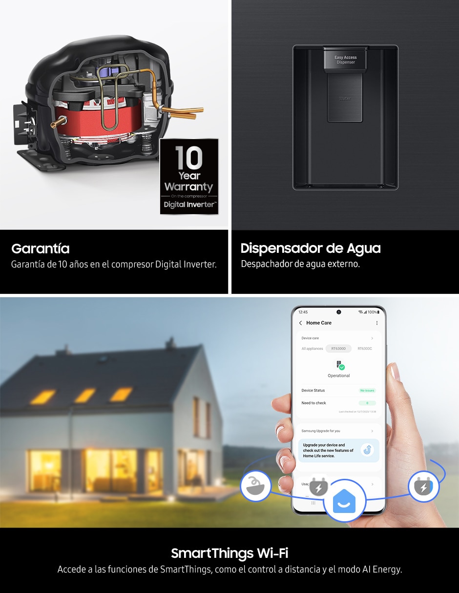 Refrigerador Samsung 14 pies cúbicos inverter y no frost y fábrica de hielo RT38DG6224S9EM