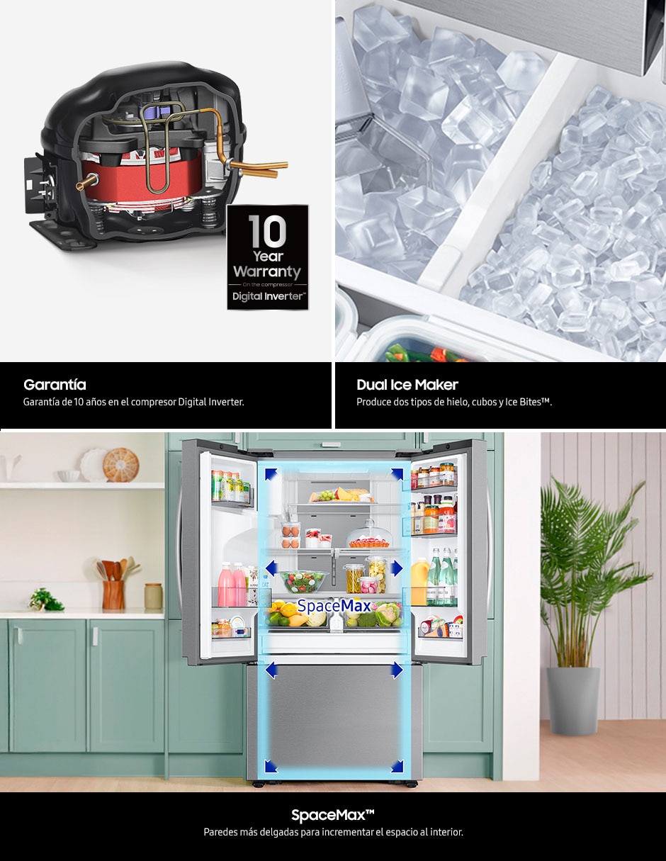 Refrigerador Samsung 32 pies cúbico inverter y no frost y fábrica de hielo RF32CG5N10B1EM