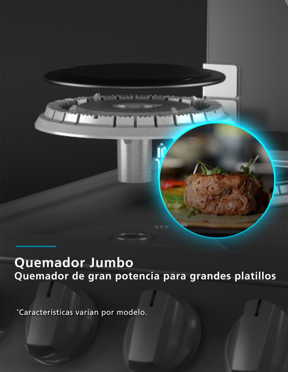 Estufa a gas LP AirFryer 76 cm EMHA7602DSS0 de 6 quemadores 16