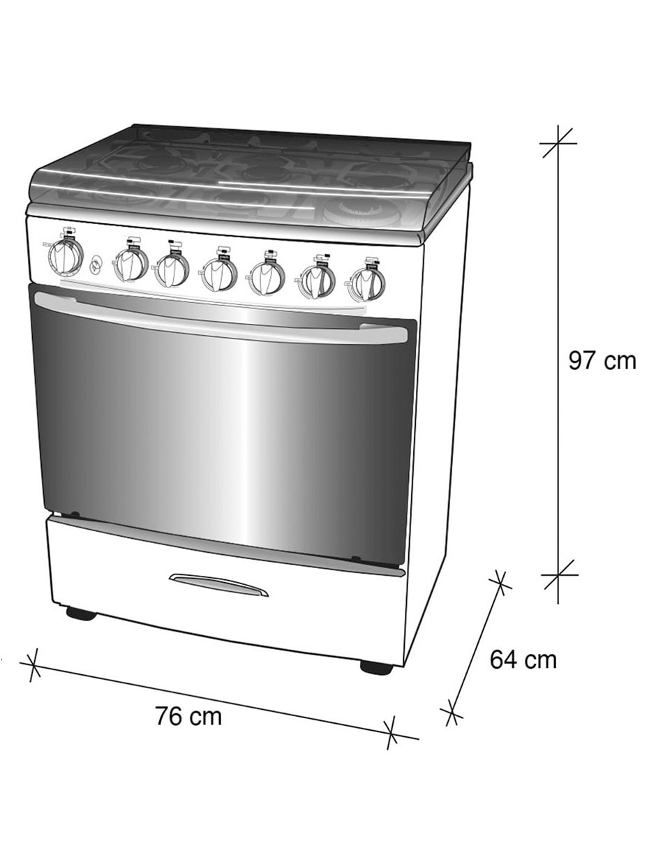 Combo estufa de gas natural/lp 76 cm de 6 quemadores 8