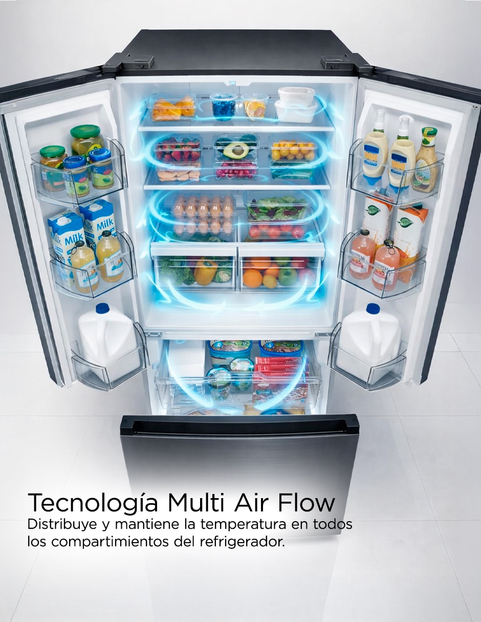 Refrigerador French Door Midea Inverter Quattro 19 pies cúbicos tecnología Low Frost MDRF700FGM45