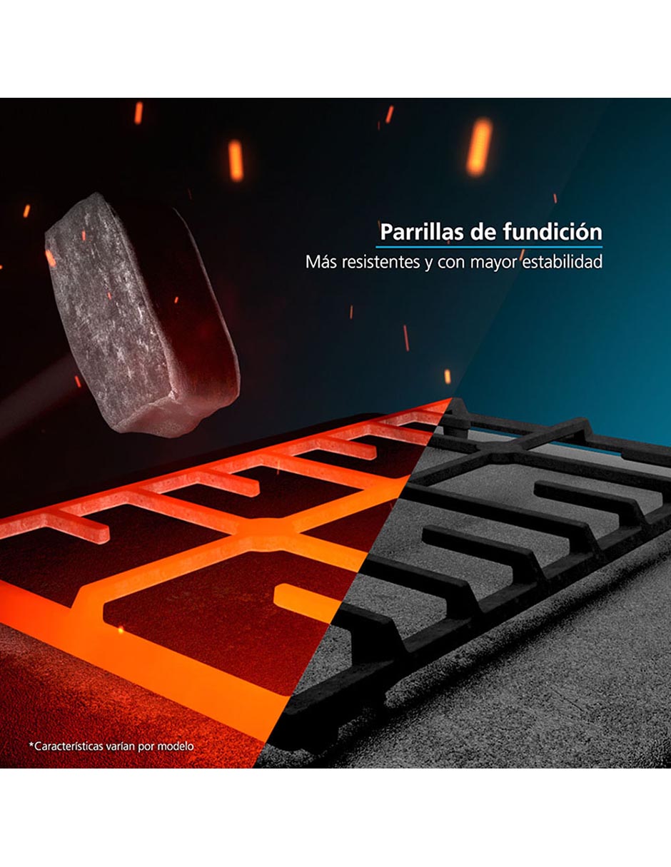 Estufa a gas LP Mabe 75.80 cm EMHA7613DTSS0 de 6 quemadores