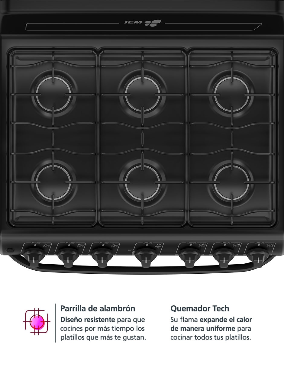 Estufa de piso a gas LP 76 cm EI3030BAPN1 de 6 quemadores 8