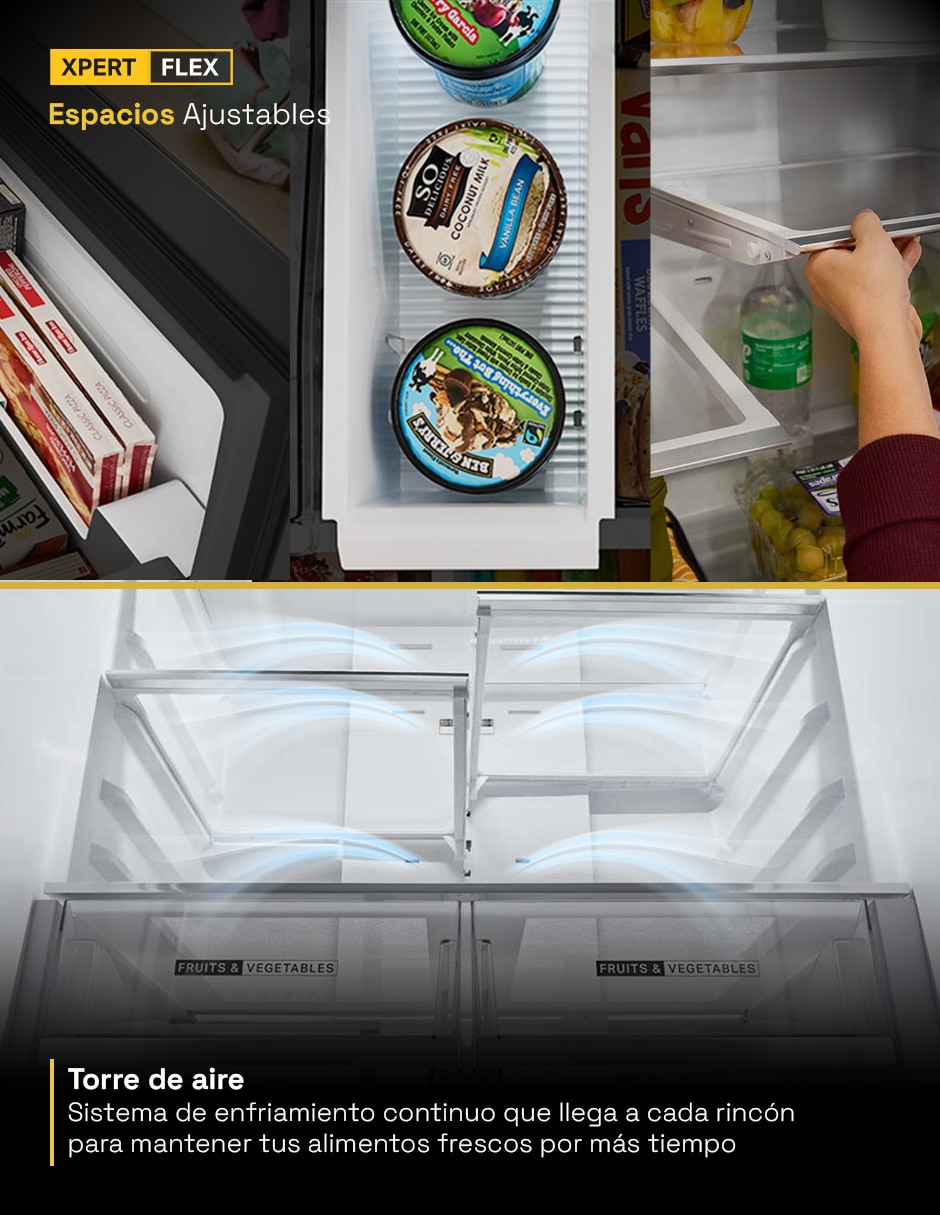 Refrigerador Whirpool tecnología Inverter y fabrica de hielos 31 pies WRFF3136SZ 8